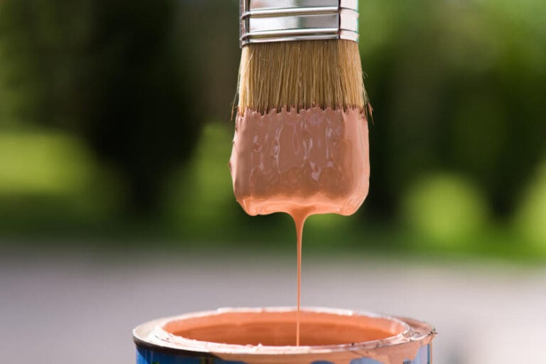 Gallon of white latex paint beside a measuring jug holding the 12.8 fluid ounces of water that make a 10 percent dilution.