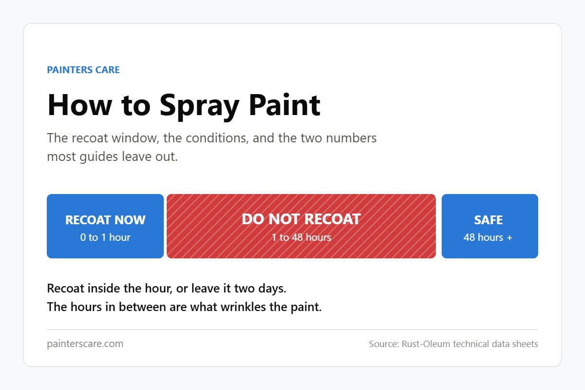 How to spray paint: recoat within one hour or after 48 hours, never in between
